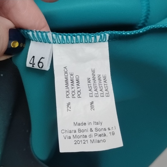 Chiara Boni La Petite Robe Vibrant Teal and Black Floral Long Sleeve Dress Artsy - Picture 11 of 16